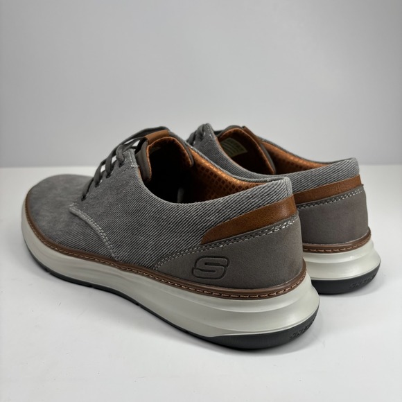 Skechers Moreno Ederson Men's US 10.5W Taupe Grey Canvas Wide Oxford Shoes 65981 - Picture 11 of 16